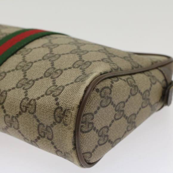 GUCCI GG Canvas Web Sherry Line Clutch Bag Beige Red Green 56.01.012 Auth yk8055 - Picture 8 of 16